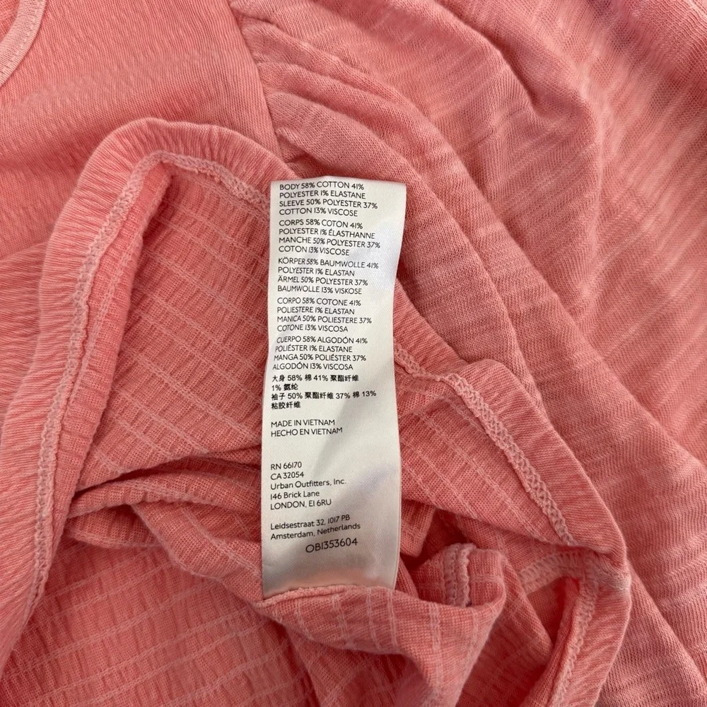 Free People Day Lily Puff Sleeve Blouse Coral Pink Boho Indie Top Textured Smock